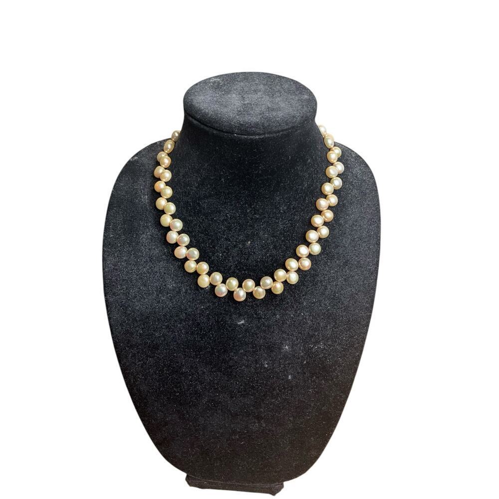 Womens Handmade Yellow Pearl Necklace Silver Tone Toggle Closure‎ 18" Long NEW